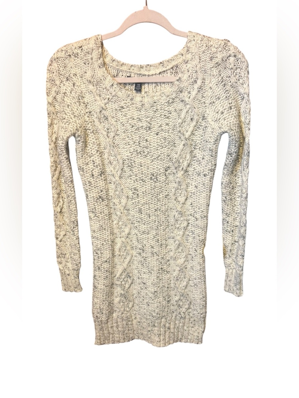 American Eagle Wool Blend Cable Knit Sweater Dress XXS Cream Gray